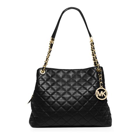 michael kors satchel black gold hardware quilted|Michael Kors leather satchel large.